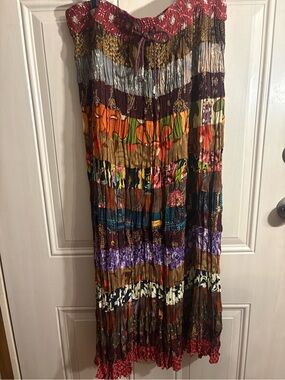 Hot Date vintage Women’s long patchwork bohemian O/S skirt festival hippie 90s